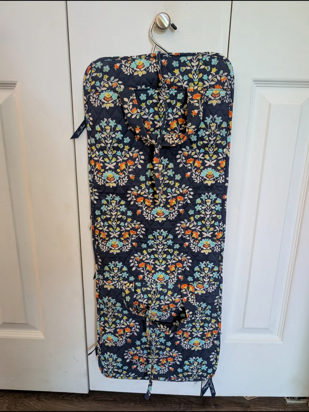 Vera Bradley Navy Floral Hanging Makeup Organizer with Clear Zip Pockets